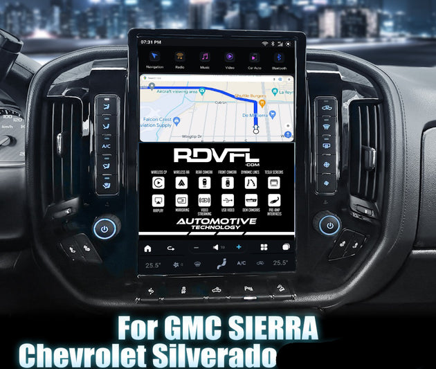 GM-1318-8B - 15.6" Screen Upgrade for 2013-2018 Silverado and Sierra w/ 8" OEM Screen and Black Trim