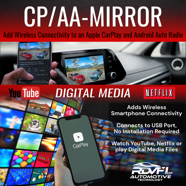 CP/AA-MIRROR - WORKS WITH OEM & AFTERMARKET RADIOS WITH WIRED CARPLAY