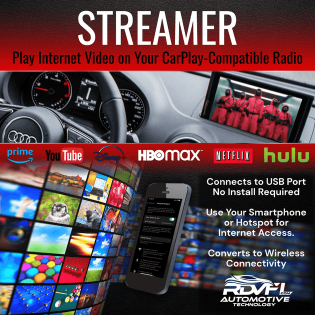 STREAMER: STREAM VIDEO to OEM & AFTERMARKET Radios With WIRED CARPLAY